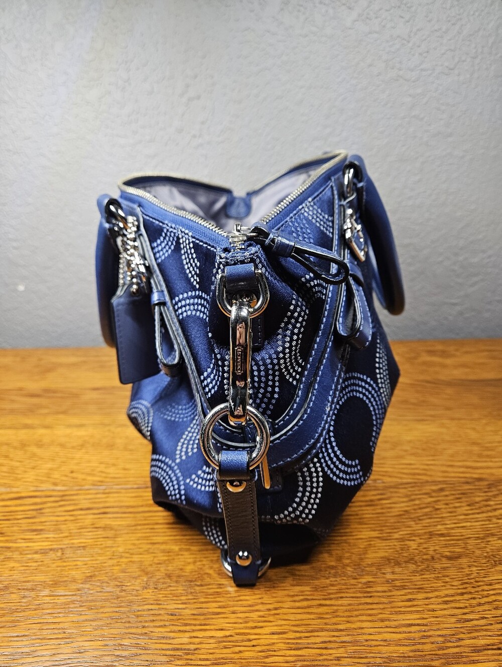 Coach Madison Dotted Op Art Sophia Convertible Bag - Picture 12 of 14